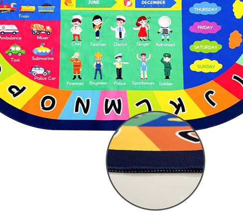 USTIDE Large Oval Kids Rug 4x6,ABC Alphabet Animals Educational Classroom Rug Non-Slip Play Mat Learning Area Rug for Bedroom Playroom Decor Rug in Kuwait
