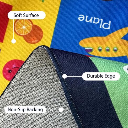 USTIDE Large Oval Kids Rug 4x6,ABC Alphabet Animals Educational Classroom Rug Non-Slip Play Mat Learning Area Rug for Bedroom Playroom Decor Rug in Kuwait