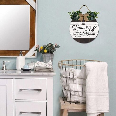 Laundry Room Wash Dry Fold Repeat Laundry Sign Laundry Room Decor Rustic Wood Plaque for Wall Door Funny Laundry Decor Vintage Hanging Sign for Laundry Room Wash House Farmhouse, W3, 12IN in Saudi Arabia