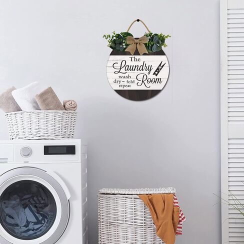 Laundry Room Wash Dry Fold Repeat Laundry Sign Laundry Room Decor Rustic Wood Plaque for Wall Door Funny Laundry Decor Vintage Hanging Sign for Laundry Room Wash House Farmhouse, W3, 12IN in Saudi Arabia