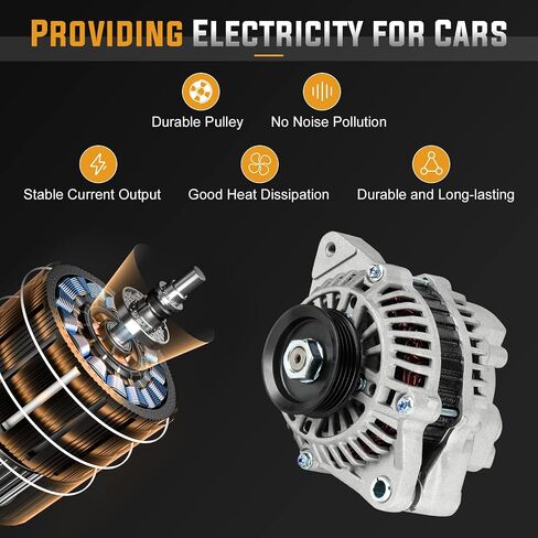 Alternator Replacement Compatible with 1996 1997 1998 1999 2000 Honda Civic 1.6 1.6L, 1996 1997 Honda DEL SOL 1.6 1.6L Replace AMT0091, A5TA0991, 31100-P2E-A01, 400-48125 in Saudi Arabia