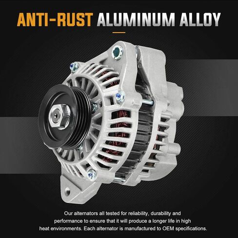 Alternator Replacement Compatible with 1996 1997 1998 1999 2000 Honda Civic 1.6 1.6L, 1996 1997 Honda DEL SOL 1.6 1.6L Replace AMT0091, A5TA0991, 31100-P2E-A01, 400-48125 in Saudi Arabia