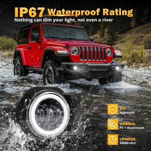 Auxbeam LED Fog Lights for 2018-2023 Jeep Wrangler JL JLU Gladiator JT Sport Sahara Rubicon, 4 Inch 30W Round Led Fog Lamp with Halo DRL & Amber Turn Signal in Saudi Arabia
