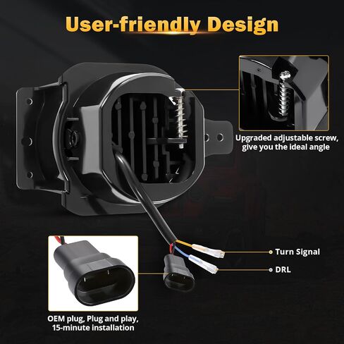 Auxbeam LED Fog Lights for 2018-2023 Jeep Wrangler JL JLU Gladiator JT Sport Sahara Rubicon, 4 Inch 30W Round Led Fog Lamp with Halo DRL & Amber Turn Signal in Saudi Arabia