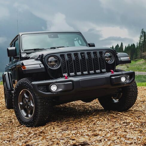 Auxbeam LED Fog Lights for 2018-2023 Jeep Wrangler JL JLU Gladiator JT Sport Sahara Rubicon, 4 Inch 30W Round Led Fog Lamp with Halo DRL & Amber Turn Signal in Saudi Arabia