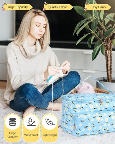 مجموعة أدوات الكروشيه للمبتدئين، مجموعة أدوات الكروشيه للمبتدئين للبالغين والأطفال لتعلم الكروشيه، مجموعة خيوط مثالية للمبتدئين - تتضمن حقيبة حياكة وخطاطيف كروشيه و20 قطعة من خيوط الكروشيه وإكسسوارات هدايا in Kuwait