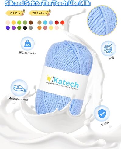 مجموعة أدوات الكروشيه للمبتدئين، مجموعة أدوات الكروشيه للمبتدئين للبالغين والأطفال لتعلم الكروشيه، مجموعة خيوط مثالية للمبتدئين - تتضمن حقيبة حياكة وخطاطيف كروشيه و20 قطعة من خيوط الكروشيه وإكسسوارات هدايا in Kuwait