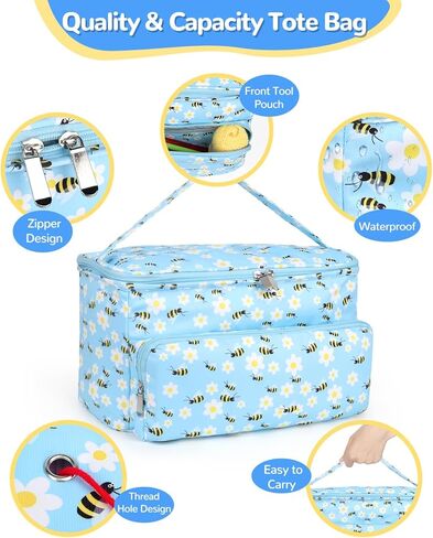 مجموعة أدوات الكروشيه للمبتدئين، مجموعة أدوات الكروشيه للمبتدئين للبالغين والأطفال لتعلم الكروشيه، مجموعة خيوط مثالية للمبتدئين - تتضمن حقيبة حياكة وخطاطيف كروشيه و20 قطعة من خيوط الكروشيه وإكسسوارات هدايا in Kuwait