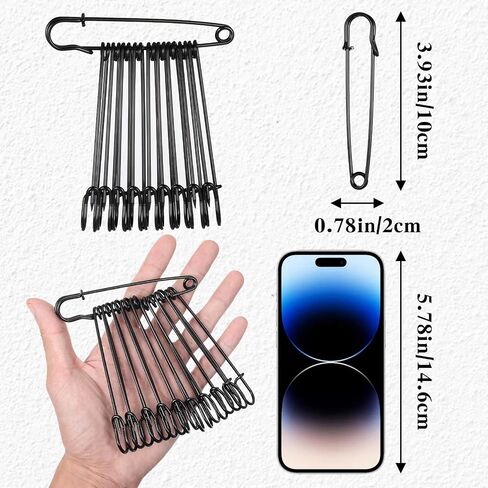 20 Pcs Large Safety Pins Heavy Duty 4" Large Safety Pins Heavy Duty Blanket Pins Oversized Safety Pins for Clothes Leather Canvas Blankets Crafts Skirts Kilts (Black) in Saudi Arabia