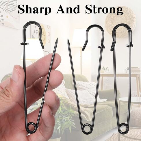 20 Pcs Large Safety Pins Heavy Duty 4" Large Safety Pins Heavy Duty Blanket Pins Oversized Safety Pins for Clothes Leather Canvas Blankets Crafts Skirts Kilts (Black) in Saudi Arabia