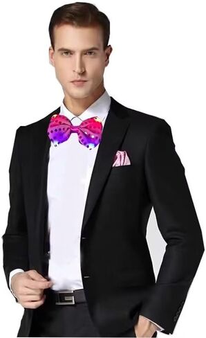 6PCS LED Sequin Necktie Electric Bright Light Up Men's Bow Ties Women Kids Flashing Bowties Glow Party Rave Festival School in Saudi Arabia