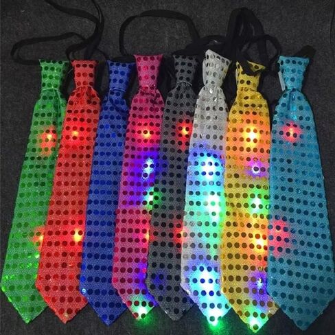 6PCS LED Sequin Necktie Electric Bright Light Up Men's Bow Ties Women Kids Flashing Bowties Glow Party Rave Festival School in Saudi Arabia