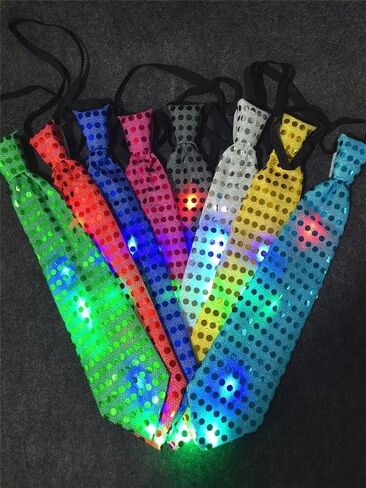6PCS LED Sequin Necktie Electric Bright Light Up Men's Bow Ties Women Kids Flashing Bowties Glow Party Rave Festival School in Saudi Arabia