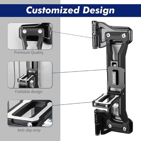 Door Hinge Step Folding Foot Pedal Compatible with 2007-2023 Jeep Wrangler JK JL JLU Gladiator JT【Except 2021 Gladiator】 Heavy Aluminum Alloy Easy to Roof with Bottle Opener No Drilling-1 PCS in Saudi Arabia