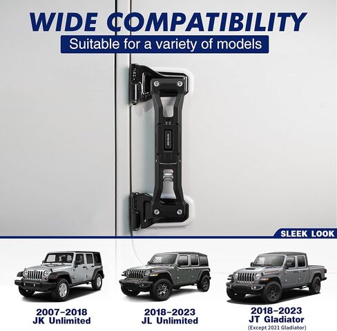Door Hinge Step Folding Foot Pedal Compatible with 2007-2023 Jeep Wrangler JK JL JLU Gladiator JT【Except 2021 Gladiator】 Heavy Aluminum Alloy Easy to Roof with Bottle Opener No Drilling-1 PCS in Saudi Arabia
