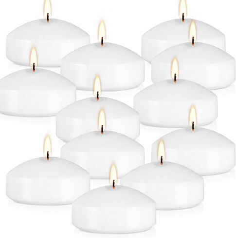 10 Hour Floating Candles, 3'' White Unscented Dripless Wax Discs, for Cylinder Vases, Centerpieces at Wedding, Party, Pool, Holiday (24 Set) in Kuwait