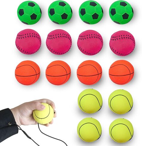 ZUYEE Wrist Return Ball 1.85 Inch (Not 2.36 inch) Sports Wrist Balls On A String Rubber Rebound Balls (Basketball, Baseball, Soccer) Wristband Toy for Children Kids Gift Exercise or Play (4 PCS) in Saudi Arabia