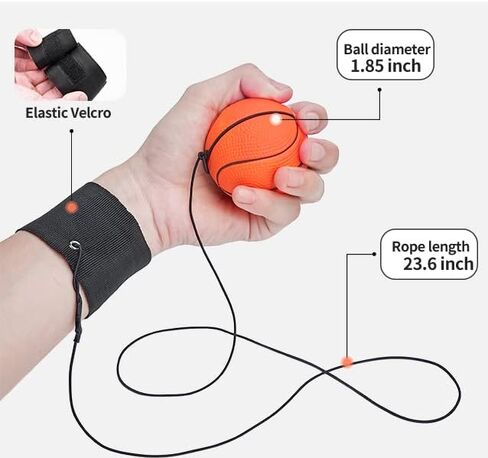 ZUYEE Wrist Return Ball 1.85 Inch (Not 2.36 inch) Sports Wrist Balls On A String Rubber Rebound Balls (Basketball, Baseball, Soccer) Wristband Toy for Children Kids Gift Exercise or Play (4 PCS) in Saudi Arabia