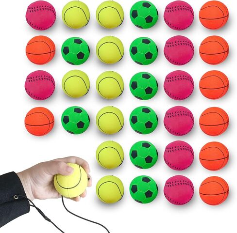 ZUYEE Wrist Return Ball 1.85 Inch (Not 2.36 inch) Sports Wrist Balls On A String Rubber Rebound Balls (Basketball, Baseball, Soccer) Wristband Toy for Children Kids Gift Exercise or Play (4 PCS) in Saudi Arabia