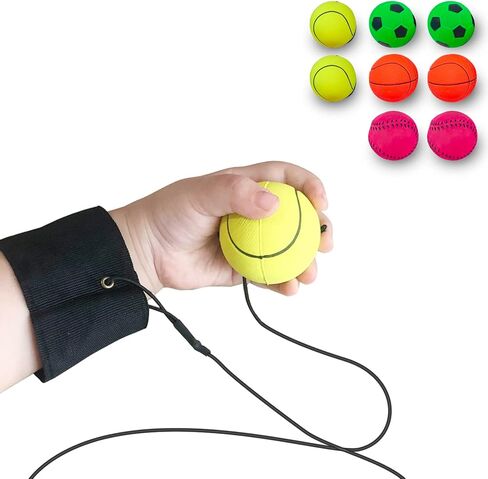 ZUYEE Wrist Return Ball 1.85 Inch (Not 2.36 inch) Sports Wrist Balls On A String Rubber Rebound Balls (Basketball, Baseball, Soccer) Wristband Toy for Children Kids Gift Exercise or Play (4 PCS) in Saudi Arabia