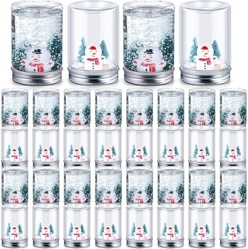 مجموعة Jerify 36 مجموعة من كرات الثلج البلاستيكية الشفافة لعيد الميلاد، كرة ثلجية مائية مع غطاء لولبي لشجرة عيد الميلاد، رقائق ثلج صناعية، رجل ثلج من أجل كرات الثلج DIY، أعمال تزيين المنزل in Kuwait