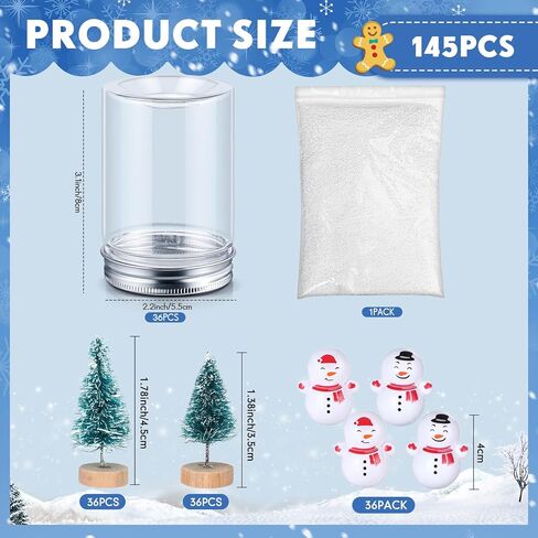 مجموعة Jerify 36 مجموعة من كرات الثلج البلاستيكية الشفافة لعيد الميلاد، كرة ثلجية مائية مع غطاء لولبي لشجرة عيد الميلاد، رقائق ثلج صناعية، رجل ثلج من أجل كرات الثلج DIY، أعمال تزيين المنزل in Kuwait