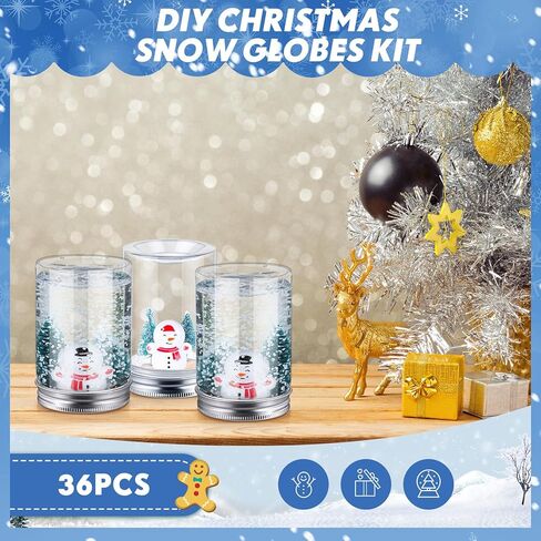 مجموعة Jerify 36 مجموعة من كرات الثلج البلاستيكية الشفافة لعيد الميلاد، كرة ثلجية مائية مع غطاء لولبي لشجرة عيد الميلاد، رقائق ثلج صناعية، رجل ثلج من أجل كرات الثلج DIY، أعمال تزيين المنزل in Kuwait
