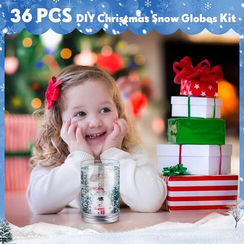 مجموعة Jerify 36 مجموعة من كرات الثلج البلاستيكية الشفافة لعيد الميلاد، كرة ثلجية مائية مع غطاء لولبي لشجرة عيد الميلاد، رقائق ثلج صناعية، رجل ثلج من أجل كرات الثلج DIY، أعمال تزيين المنزل in Kuwait