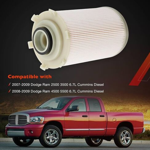 6.7L Cummins Fuel Filter Water Separator Compatible with 2007-2009 Dodge Ram 2500 3500 4500 5500 Diesel,Replaces 68061634AA, 5257768 in Saudi Arabia