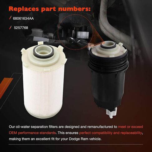 6.7L Cummins Fuel Filter Water Separator Compatible with 2007-2009 Dodge Ram 2500 3500 4500 5500 Diesel,Replaces 68061634AA, 5257768 in Saudi Arabia