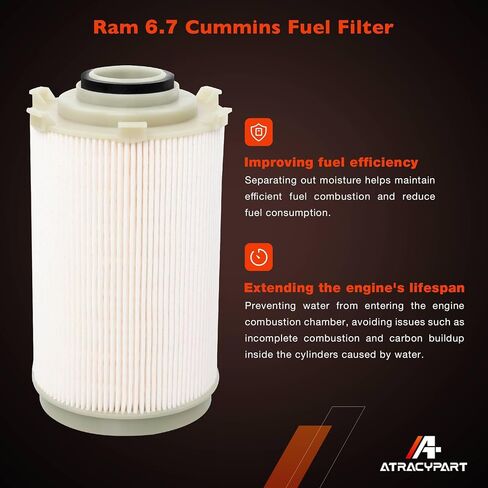 6.7L Cummins Fuel Filter Water Separator Compatible with 2007-2009 Dodge Ram 2500 3500 4500 5500 Diesel,Replaces 68061634AA, 5257768 in Saudi Arabia