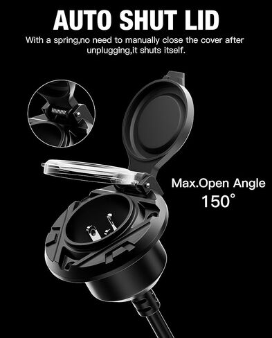 قابس شاحن مدخل الطاقة RV Shore، قابس منفذ تيار متردد 15 أمبير، مقبس مدخل طاقة 125 فولت، غطاء زنبركي مقاوم للماء، صندوق مقبس كهربائي RV مع سلك تمديد خارجي متكامل 20 بوصة لقابس RV in Kuwait