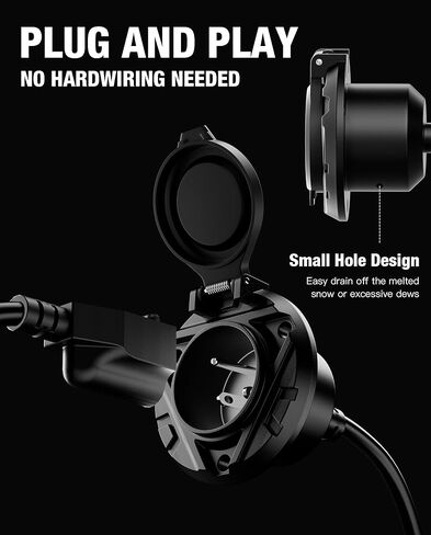 قابس شاحن مدخل الطاقة RV Shore، قابس منفذ تيار متردد 15 أمبير، مقبس مدخل طاقة 125 فولت، غطاء زنبركي مقاوم للماء، صندوق مقبس كهربائي RV مع سلك تمديد خارجي متكامل 20 بوصة لقابس RV in Kuwait