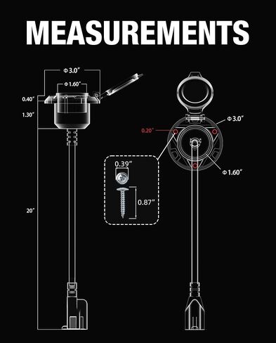 قابس شاحن مدخل الطاقة RV Shore، قابس منفذ تيار متردد 15 أمبير، مقبس مدخل طاقة 125 فولت، غطاء زنبركي مقاوم للماء، صندوق مقبس كهربائي RV مع سلك تمديد خارجي متكامل 20 بوصة لقابس RV in Kuwait