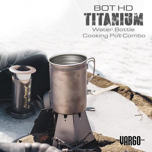 Vargo Titanium BOT XL |1.1L Camp Cooking Pot | Nests Standard Isobutane Fuel Canisters | Water-tight Lid | Weight: 5.5 oz (156g) in Kuwait