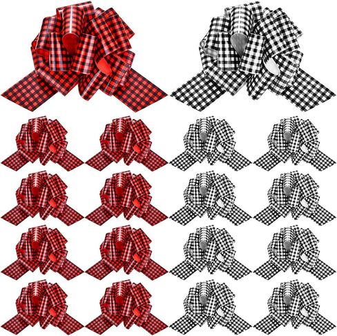 20 Pieces Christmas Pull Bows Plaid Bows Buffalo Wrap Pull Bows Christmas Ribbon Bows for Christmas Wreath Basket DIY Craft (5 Inch) in Saudi Arabia