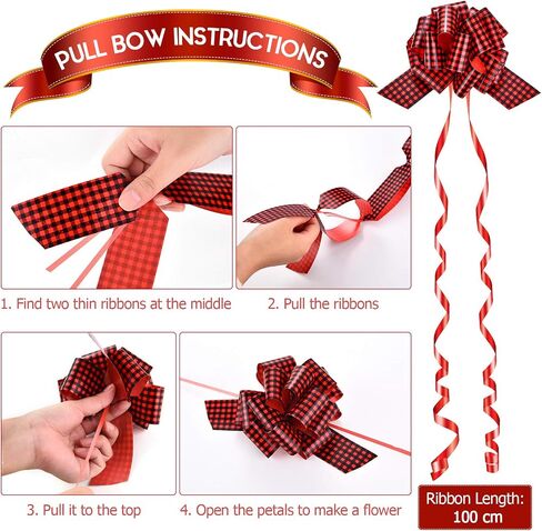 20 Pieces Christmas Pull Bows Plaid Bows Buffalo Wrap Pull Bows Christmas Ribbon Bows for Christmas Wreath Basket DIY Craft (5 Inch) in Saudi Arabia