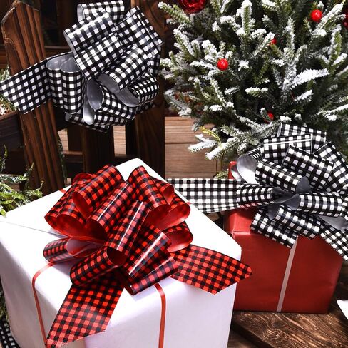 20 Pieces Christmas Pull Bows Plaid Bows Buffalo Wrap Pull Bows Christmas Ribbon Bows for Christmas Wreath Basket DIY Craft (5 Inch) in Saudi Arabia