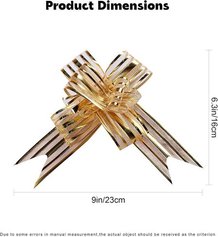 20 قطعة من أقواس السحب من Heyiminy، أقواس كبيرة لتغليف الهدايا، أشرطة تغليف الهدايا لسلال هدايا الزفاف، زينة هدايا عيد الميلاد (ذهبي) in Kuwait