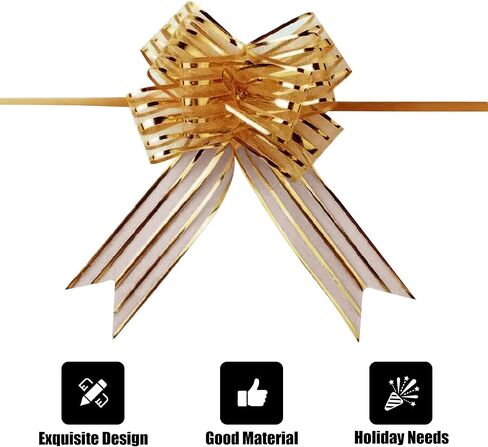 20 قطعة من أقواس السحب من Heyiminy، أقواس كبيرة لتغليف الهدايا، أشرطة تغليف الهدايا لسلال هدايا الزفاف، زينة هدايا عيد الميلاد (ذهبي) in Kuwait