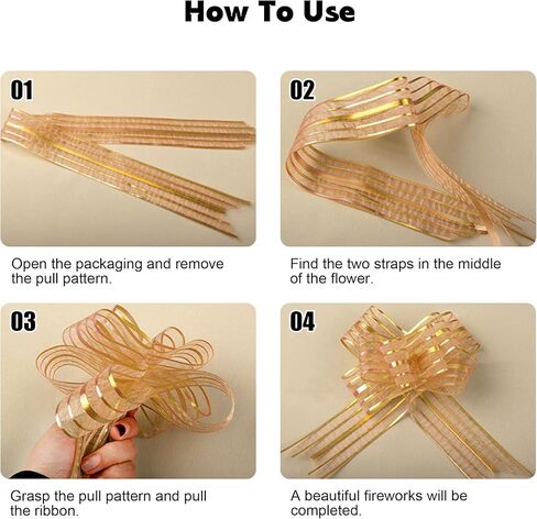 20 قطعة من أقواس السحب من Heyiminy، أقواس كبيرة لتغليف الهدايا، أشرطة تغليف الهدايا لسلال هدايا الزفاف، زينة هدايا عيد الميلاد (ذهبي) in Kuwait