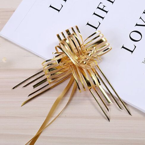 20 قطعة من أقواس السحب من Heyiminy، أقواس كبيرة لتغليف الهدايا، أشرطة تغليف الهدايا لسلال هدايا الزفاف، زينة هدايا عيد الميلاد (ذهبي) in Kuwait