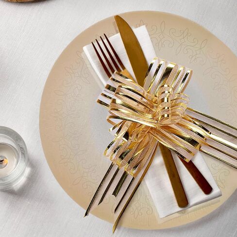 20 قطعة من أقواس السحب من Heyiminy، أقواس كبيرة لتغليف الهدايا، أشرطة تغليف الهدايا لسلال هدايا الزفاف، زينة هدايا عيد الميلاد (ذهبي) in Kuwait