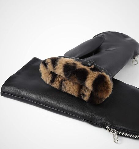 قفازات YISEVEN الجلدية النسائية بسحاب للإغلاق in Kuwait