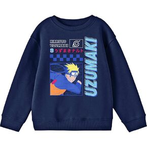 Naruto Shippuden Naruto Uzumaki Art Boy's Navy Long Sleeve Shirt