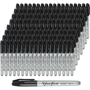Permanent Markers Bulk, 144 Count Black Permanent Markers Set, Fine Tip, Waterproof Markers, Works On Plastic, Wood, Stone And Metal For Doodling, Marking