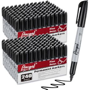 Permanent Markers Bulk, 240 Pack Black Permanent Marker Set, Fine Tip, Waterproof Markers, Premium Smear Proof Pens, Waterproof, Quick Drying, Office Supplies for School, Office, Home
