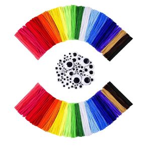 Craft Pipe Cleaners,1000 pcs,20 Assorted Colors,100 pcs Mixed-Size Self-Adhesive Eyes,Craft Supplies,Chenille Stems,DIY Art Creative Crafts