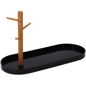 Shinpuru Key Tray & Key Bowl, Jewelry Tray with Wood 3-Tier Hanging Organizer - Multi-Functional Entryway Tray, Perfect for Key Bowl, Valet Tray, Ring Holder, Jewelry Dish Organize (Silver Oval)
