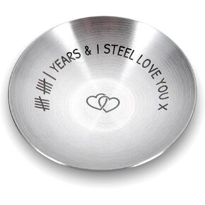 11th Anniversary Steel Gifts for Her Him 11 Year Wedding Anniversary for Wife Husband Couple Steel Gifts for 11th Anniversary Decorations 4" Ring Holder Dish Jewelry Tray Christmas Birthday Valentines